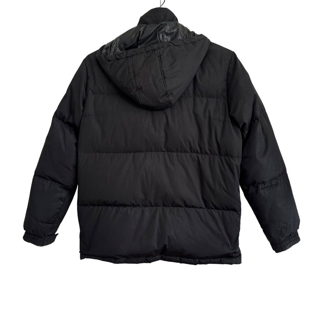 Kenneth Cole Mens Hooded Black Puffer Coat M Zipper Snap Closure 60/40 Down/Fowl - Picture 2 of 13